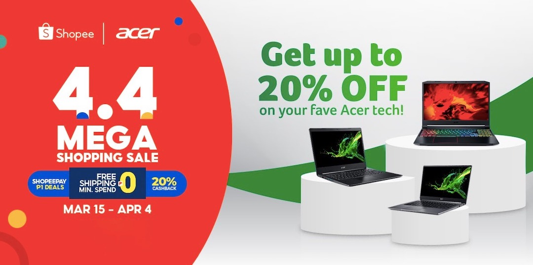 Get these Acer products at 20% off on Shopee 4.4 Mega Shopping Sale