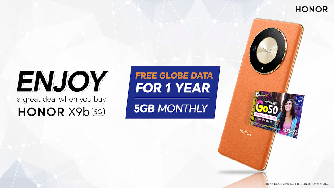 HONOR X9b 5G: Get a Free Globe SIM with 5GB Data Monthly for 12 Months!