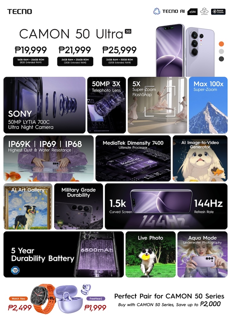 TECNO CAMON 50 Series PH Launch: Prices, Specs & Freebies