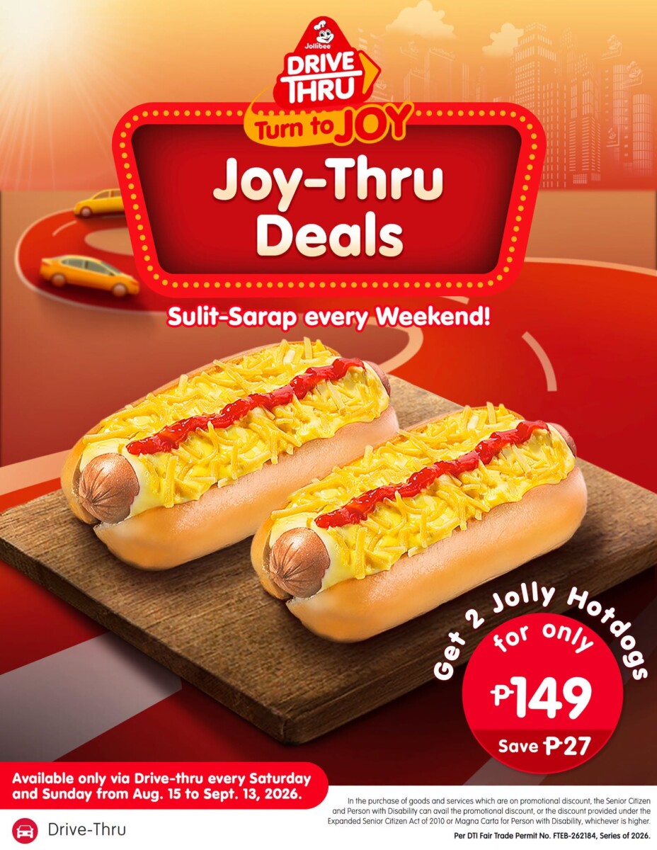 Jollibee Drive-Thru Deal: 2 Jolly Hotdogs for P149